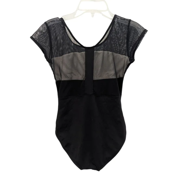 Motionwear Black Fitted Cap Sleeve Leotard - Picture 3 of 6